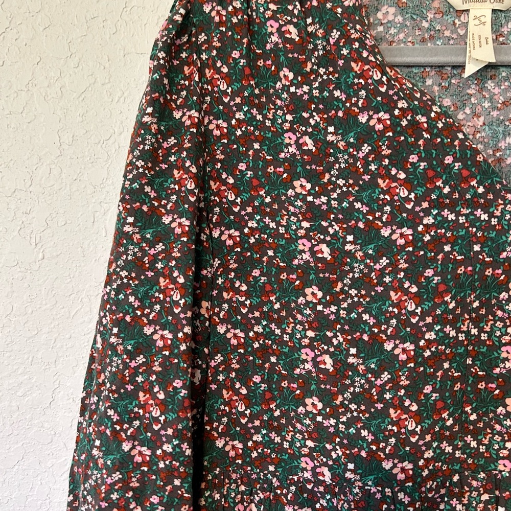 Matilda Jane Black Floral V-Neck Long Sleeve Tiered Dress, Boho Cottagecore - Picture 3 of 7